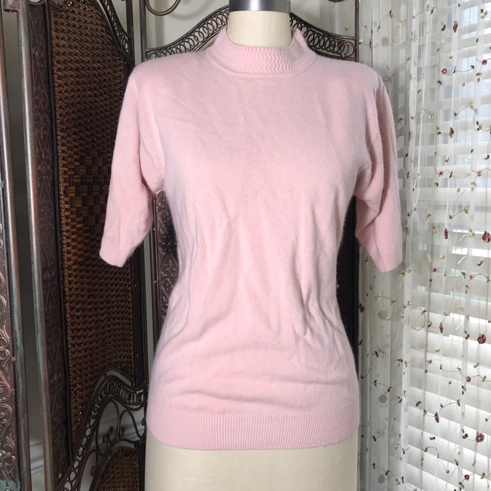 Vintage Norton McNaughton Pale Pink Short-Sleeve Sweater